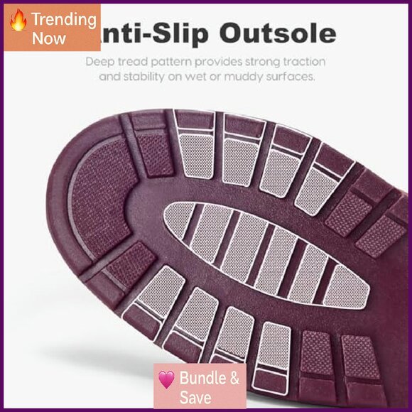 Orthopedic Wide Width Waterproof Chelsea Rain Boots Women's Non-Slip Work Shoes - Picture 7 of 8